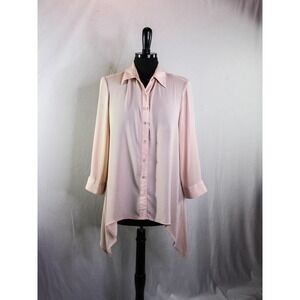Mesmerize Blouse Top Button Up Long Pink Size M